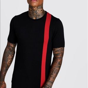 Black Colour Block Muscle Fit T-Shirt